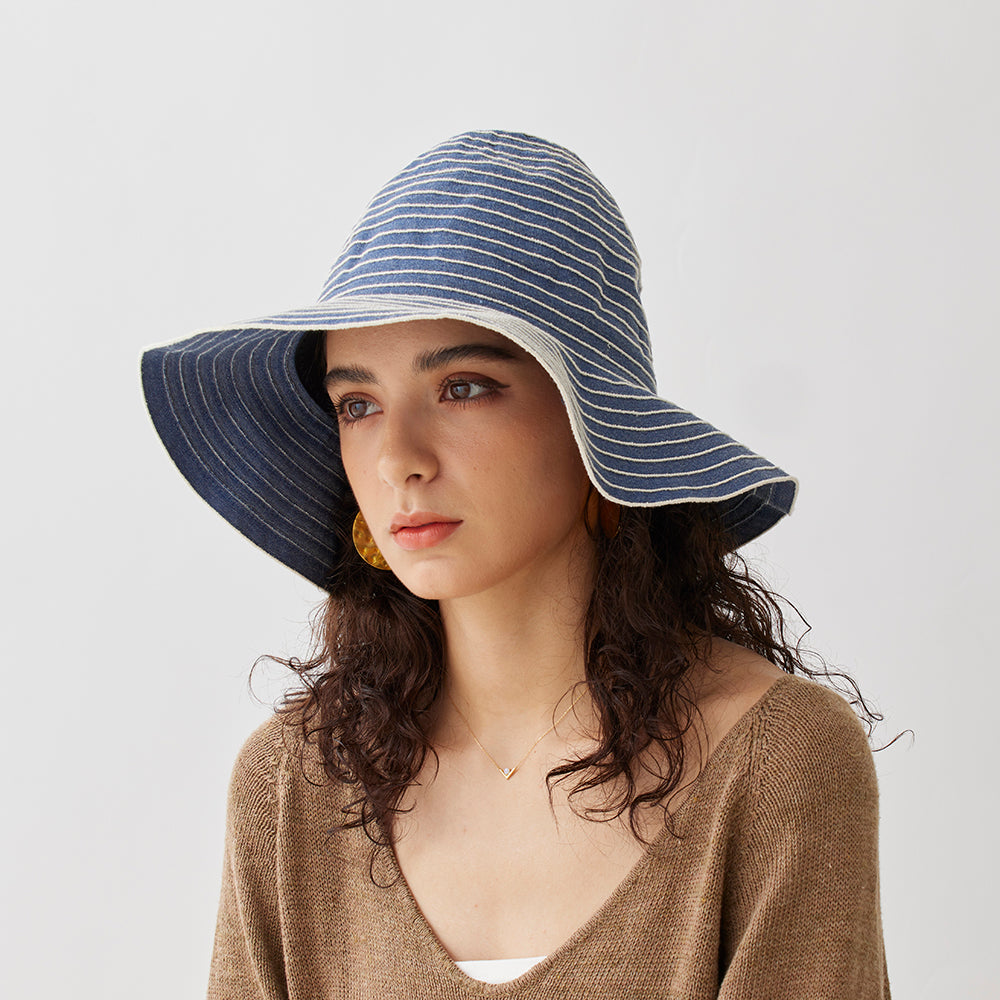 Denim Ribbon Tulip Hat