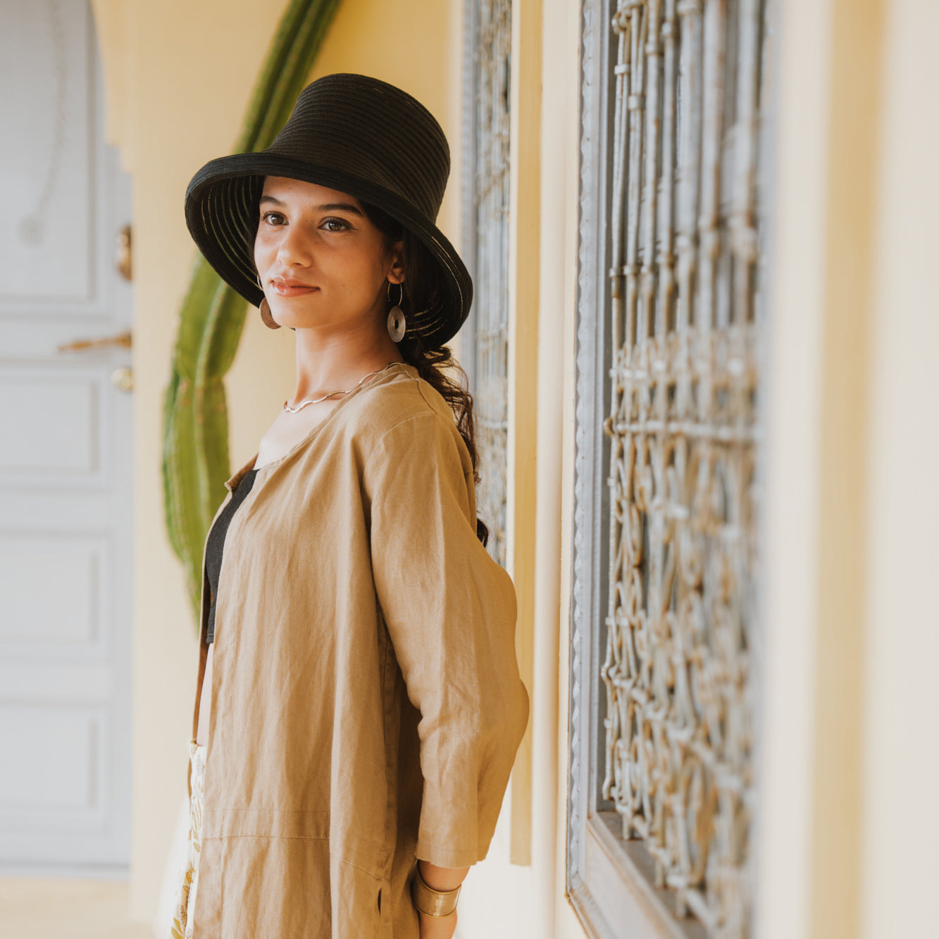 Paper Braid Sheer Down Brim Bucket