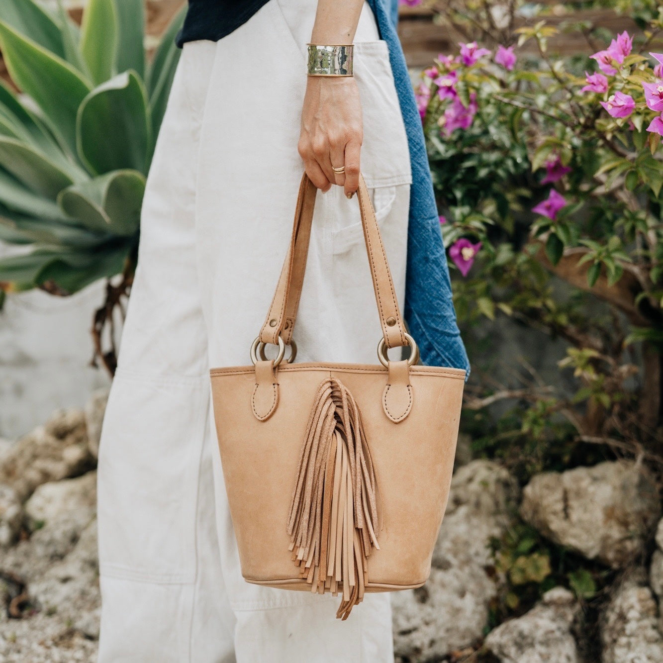 Fringe Leather Tote Bag