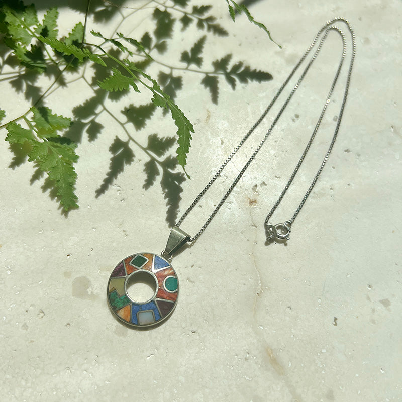 Vintage Silver Colorful Necklace