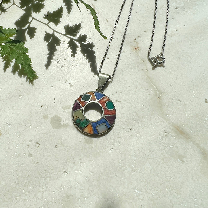 Vintage Silver Colorful Necklace