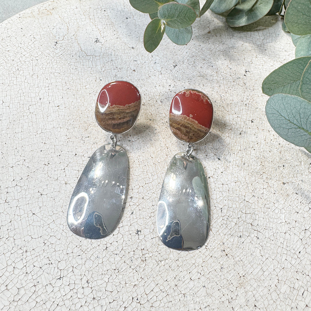 Jasper & Silver Drop Earrring