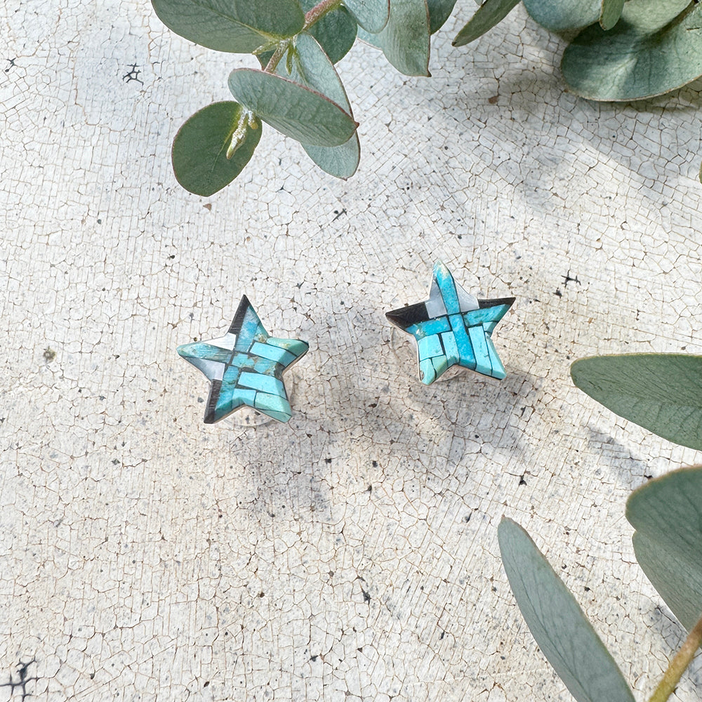 Zuni Inlay Star  Earring  by Joe &Angie