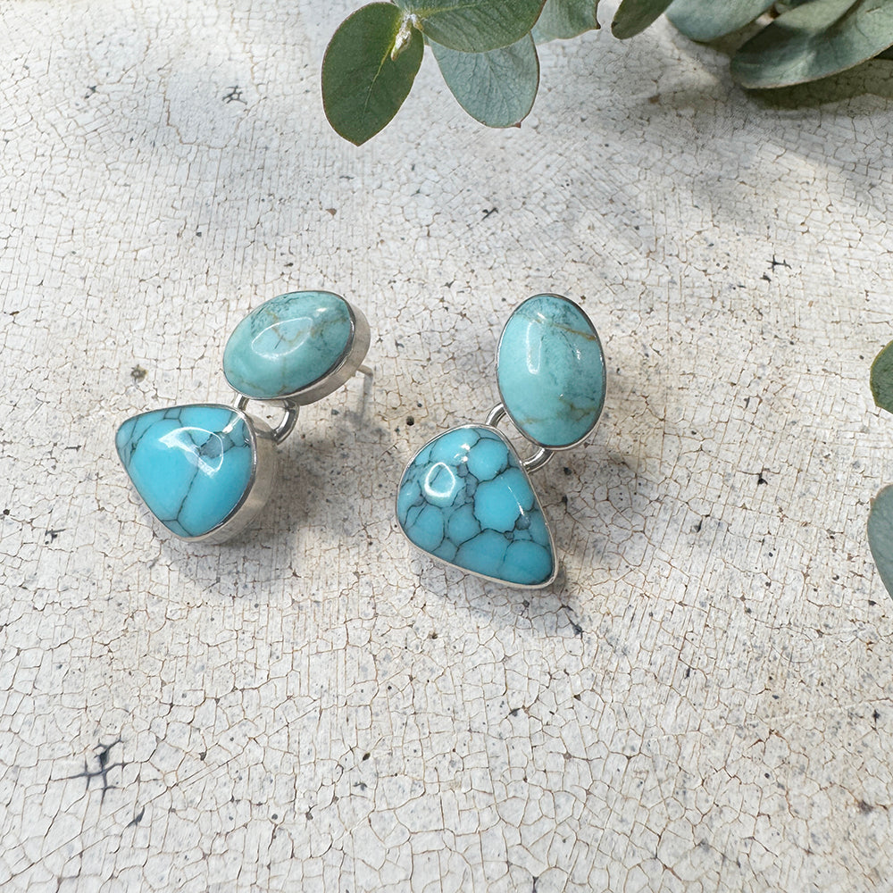 Vintage Silver &amp; Turquoise Earrings