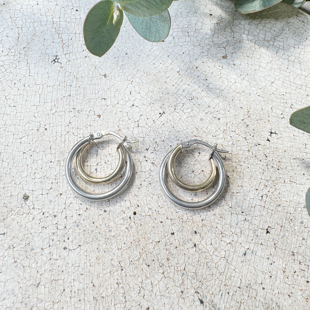 Vintage Gold& Silver Hoop Earring