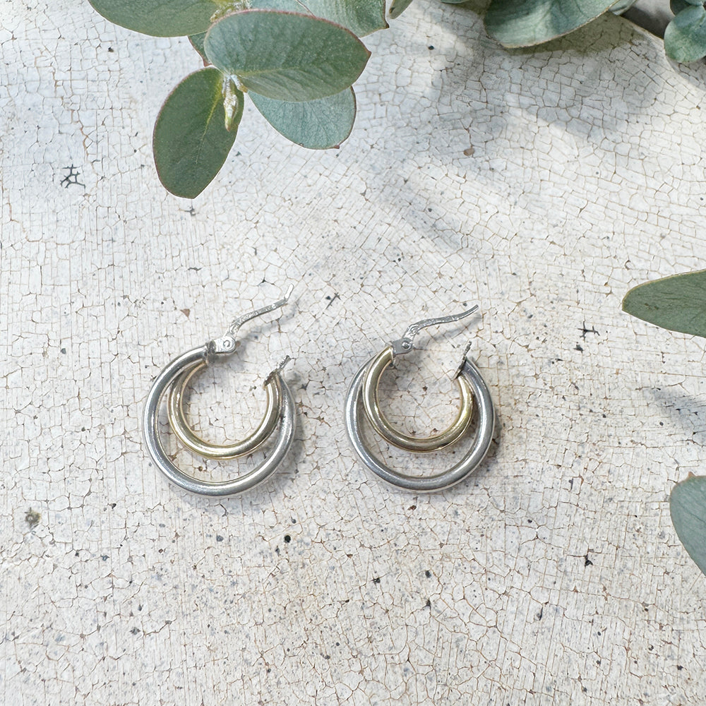 Vintage Gold& Silver Hoop Earring