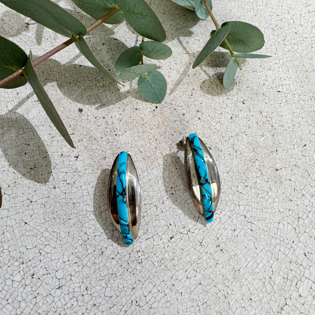 Vintage Navajo Inlay Turquoise Earring