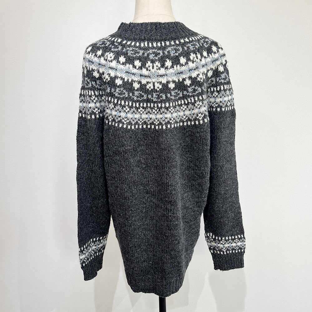 Vintage Nordic Pattern Oversized Hand Knit