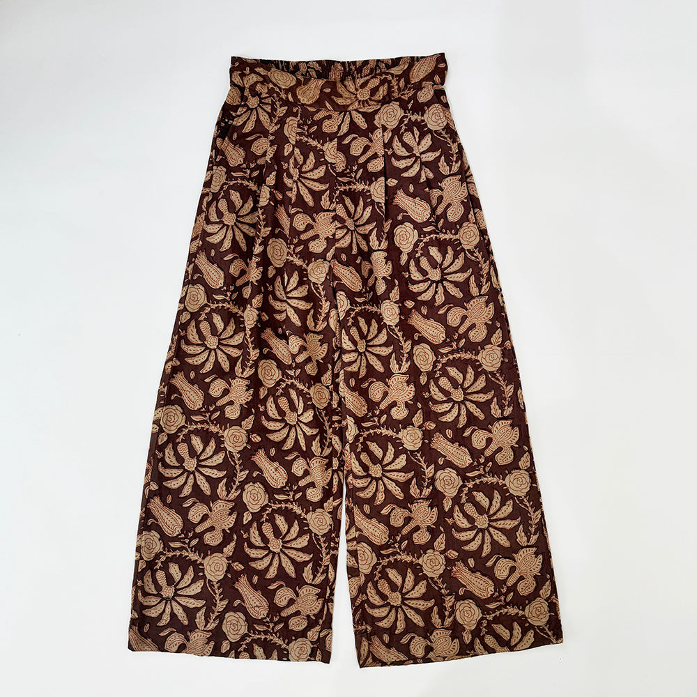 Pantalones con estampado de algodón y seda india