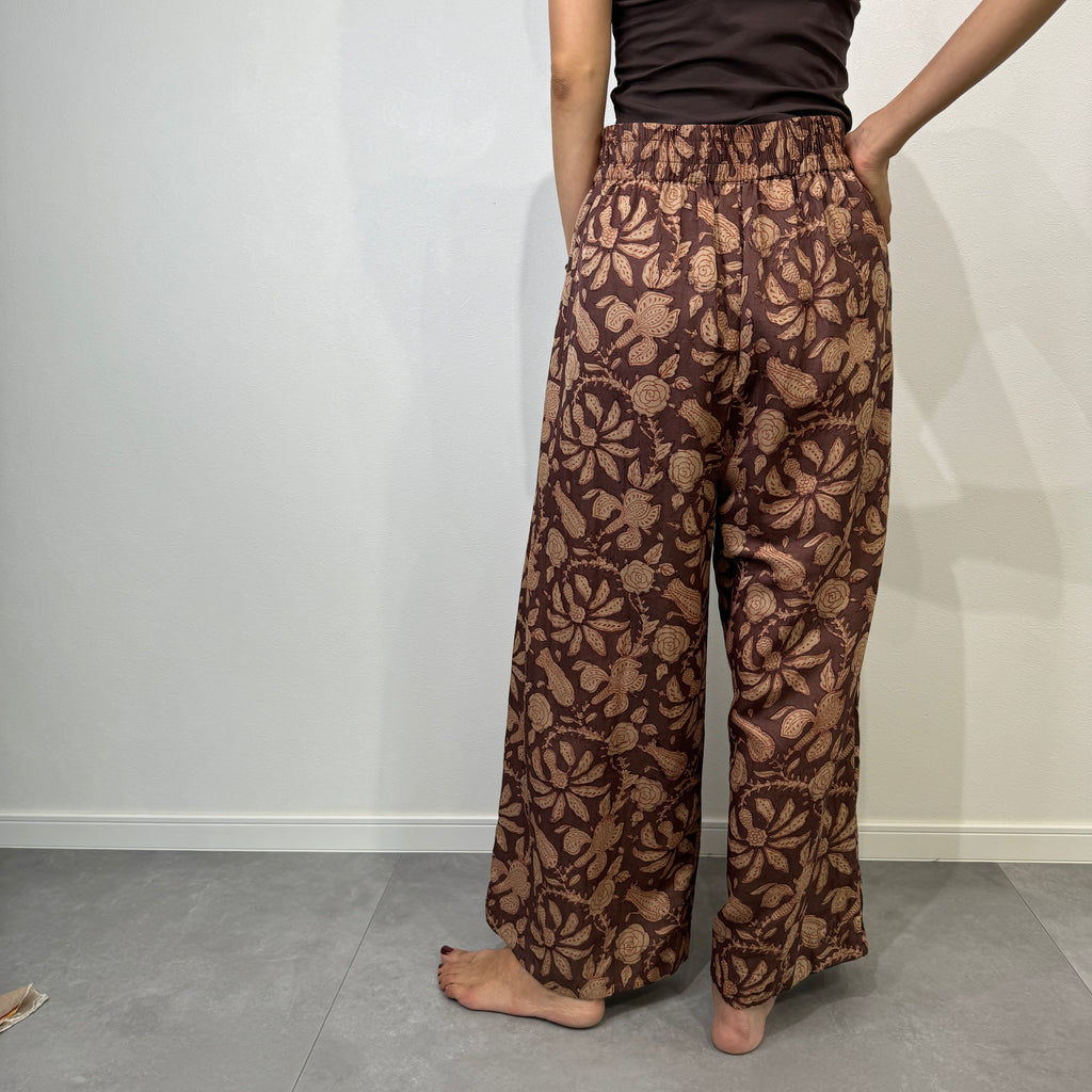 Pantalones con estampado de algodón y seda india