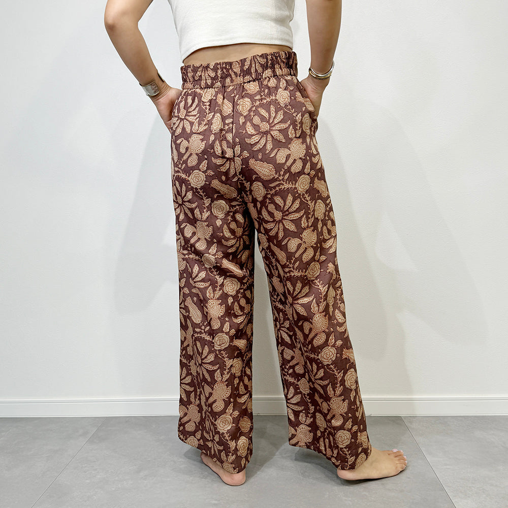 Pantalones con estampado de algodón y seda india