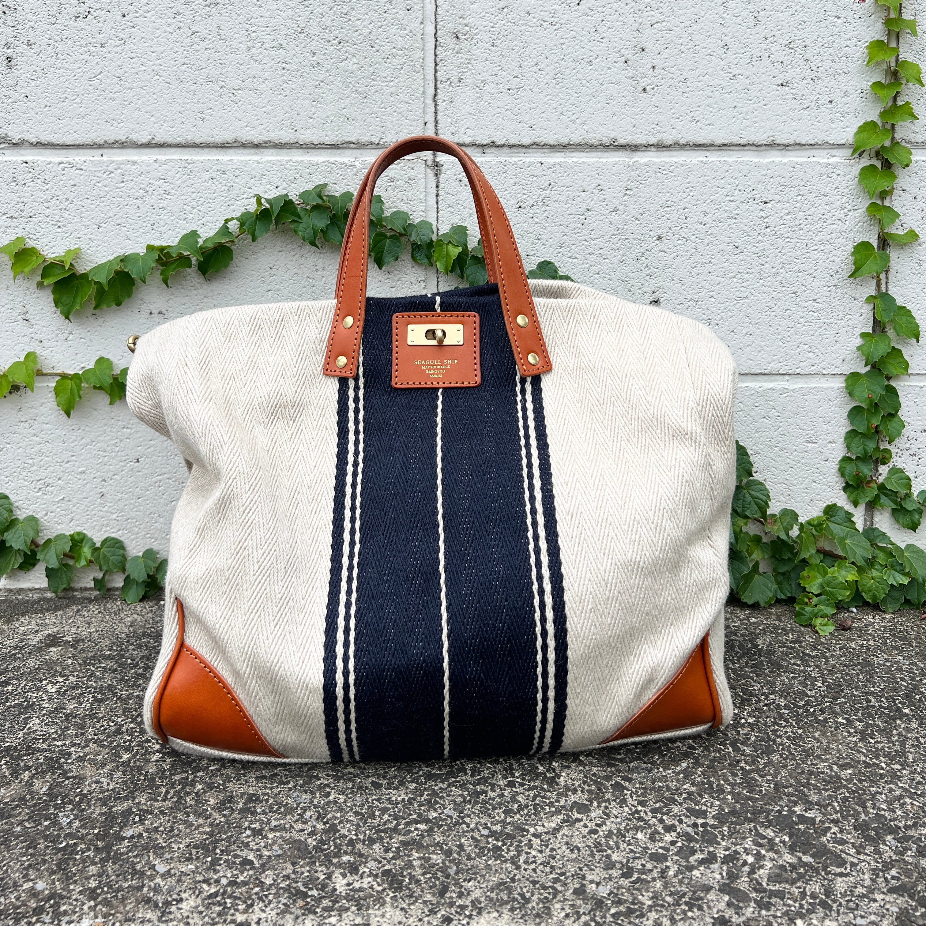 Herringbone Linen Tote Bag