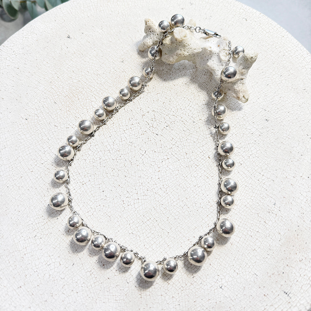 Vintage Silver Ball Necklace