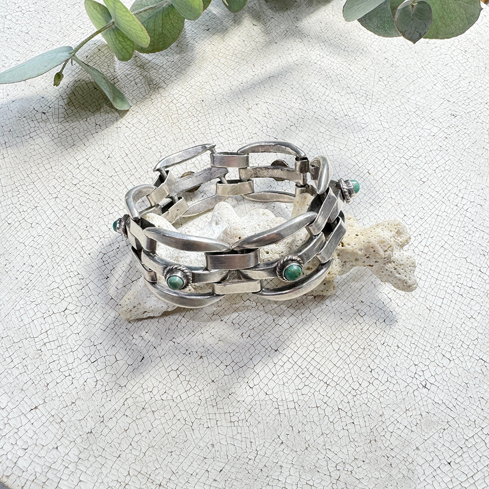 Brazalete turquesa de plata vintage