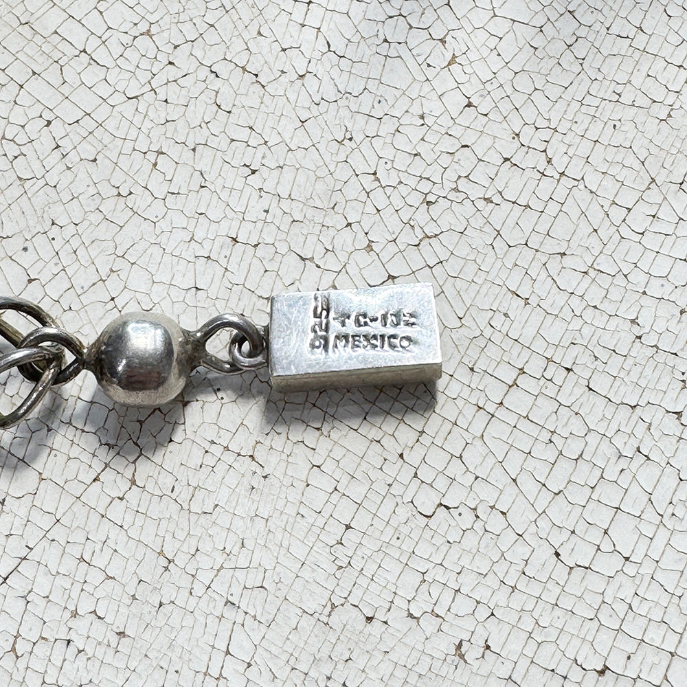 Mexican Silver Chain Link Ball Bracelet