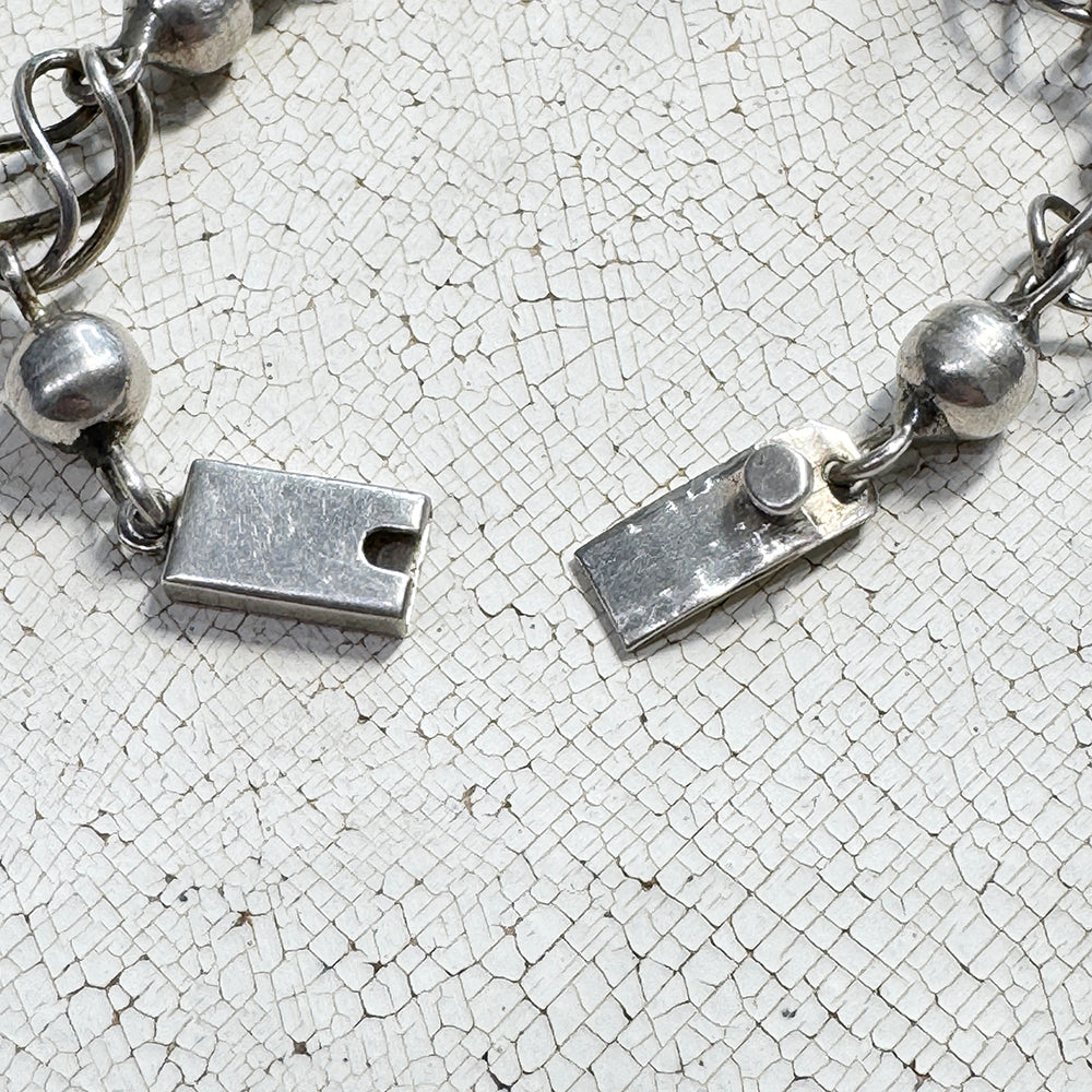 Mexican Silver Chain Link Ball Bracelet