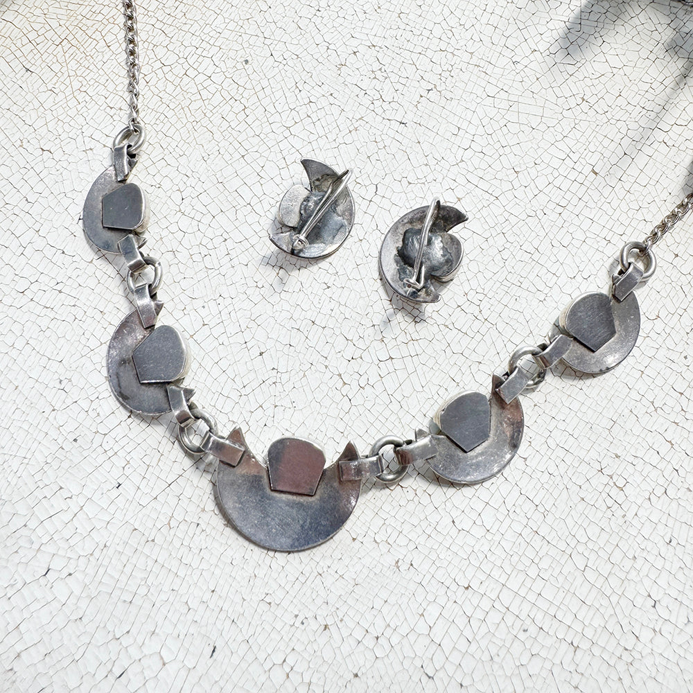 Conjunto de collar y aretes de luna turquesa