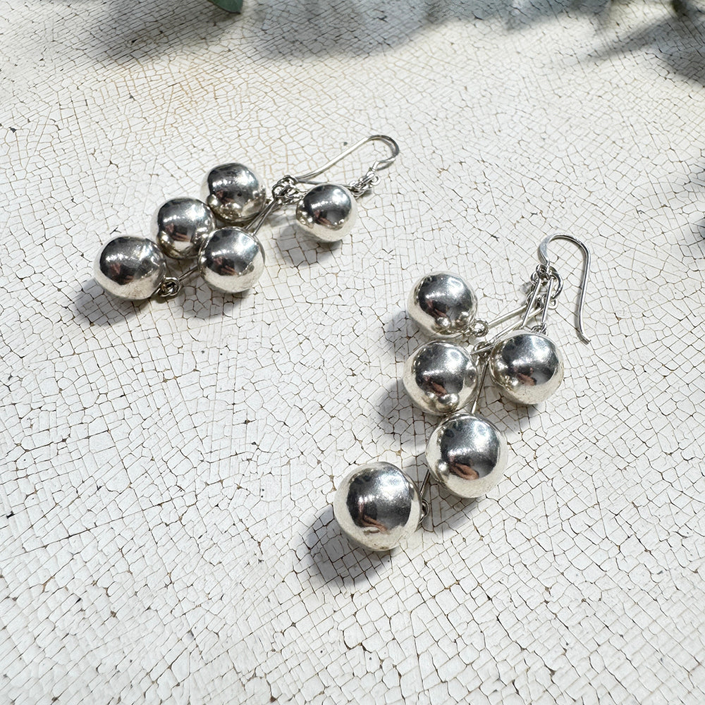 Vintage Silver Cluster Bead Dangle Earring