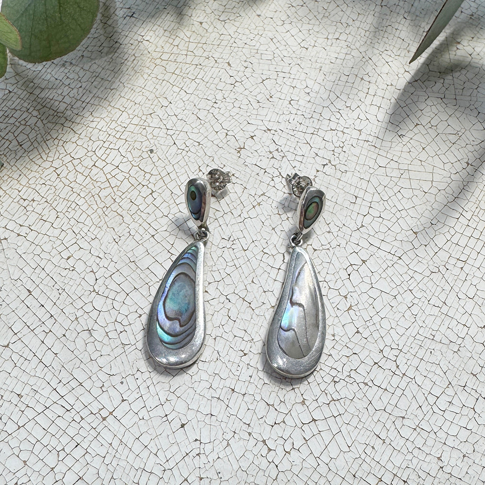 Vintage Silver Teardrop Abalone Earring