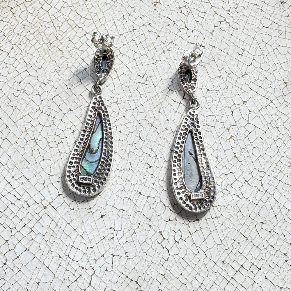 Vintage Silver Teardrop Abalone Earring