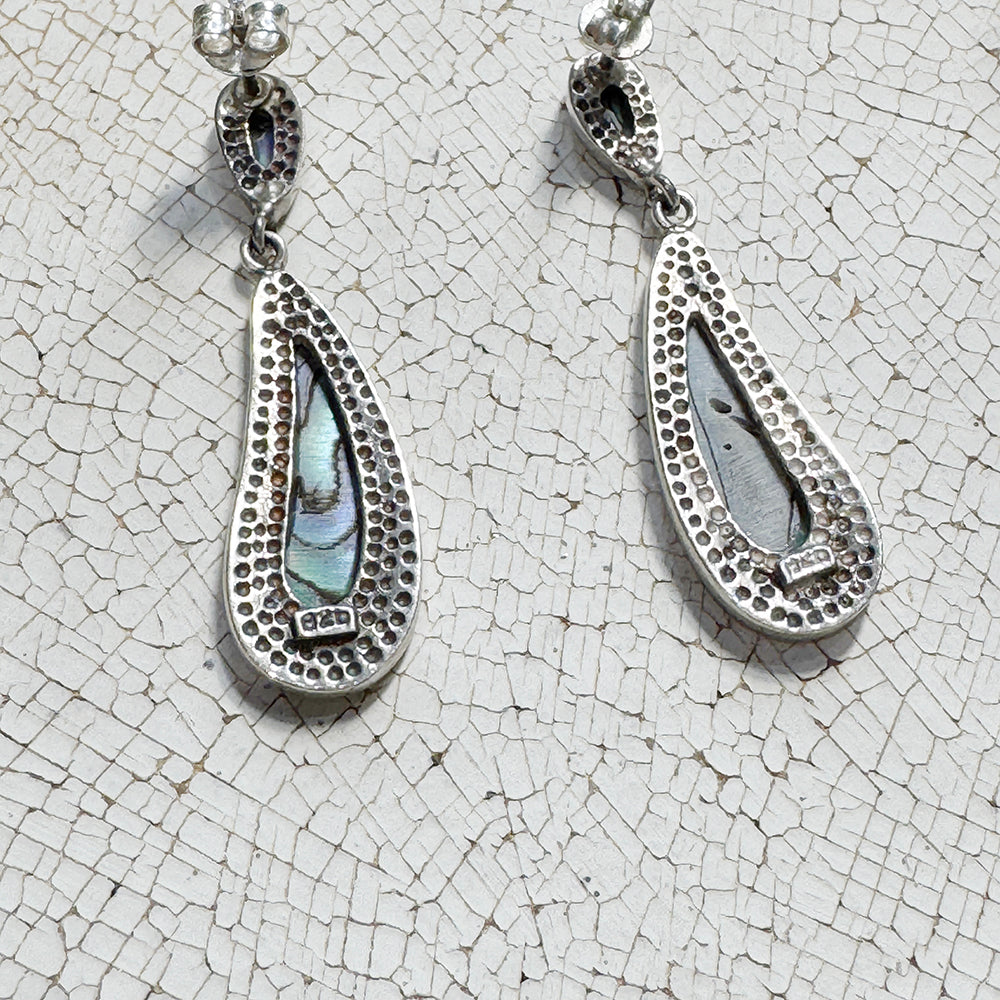 Vintage Silver Teardrop Abalone Earring