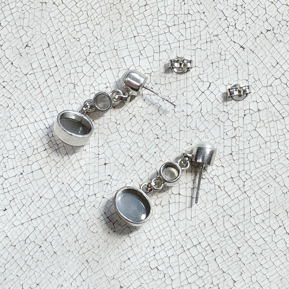 Vintage Silver  Triple Stone Earring