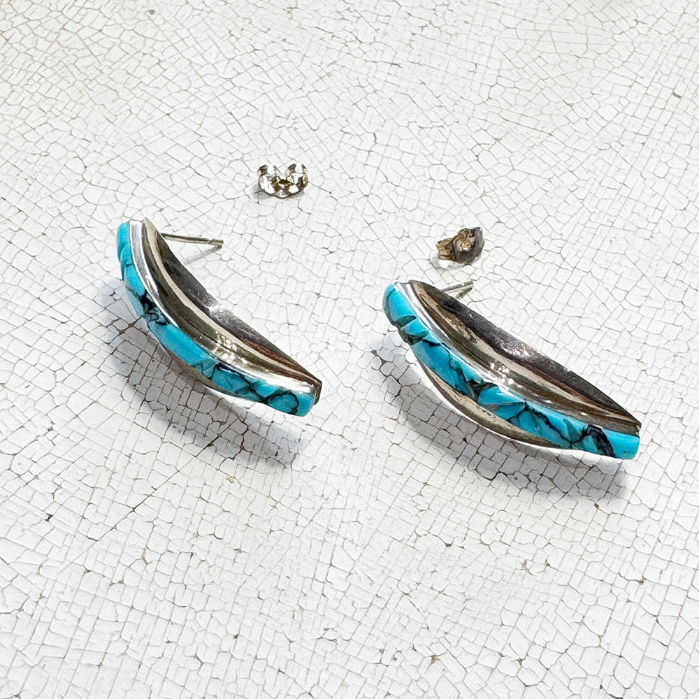 Vintage Navajo Inlay Turquoise Earring