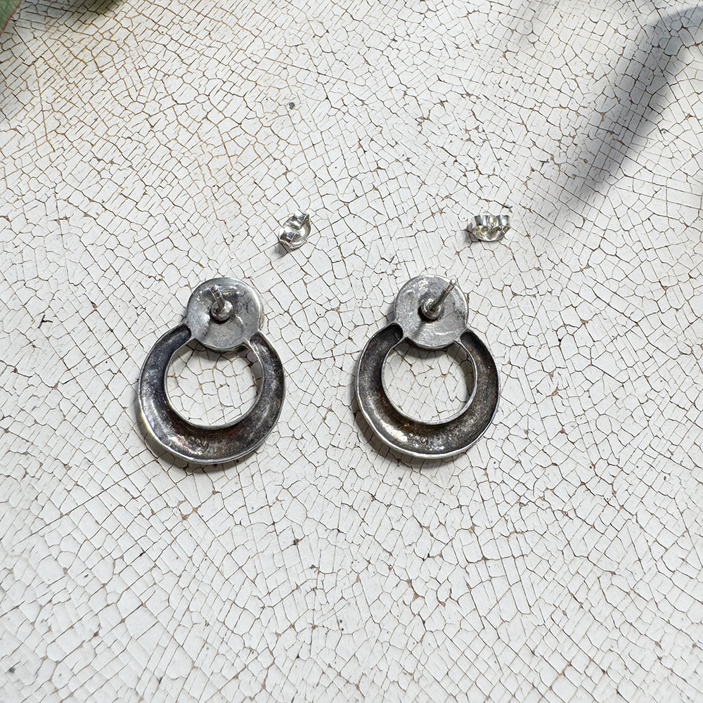 Vintage Silver Triple Stone Earrings