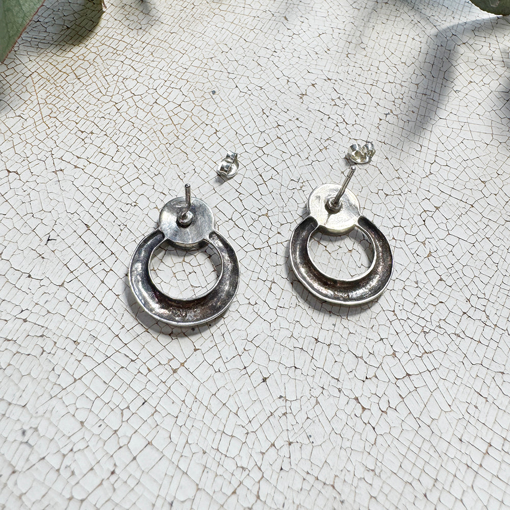 Vintage Silver Triple Stone Earrings