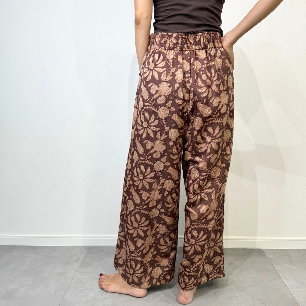 Pantalones con estampado de algodón y seda india