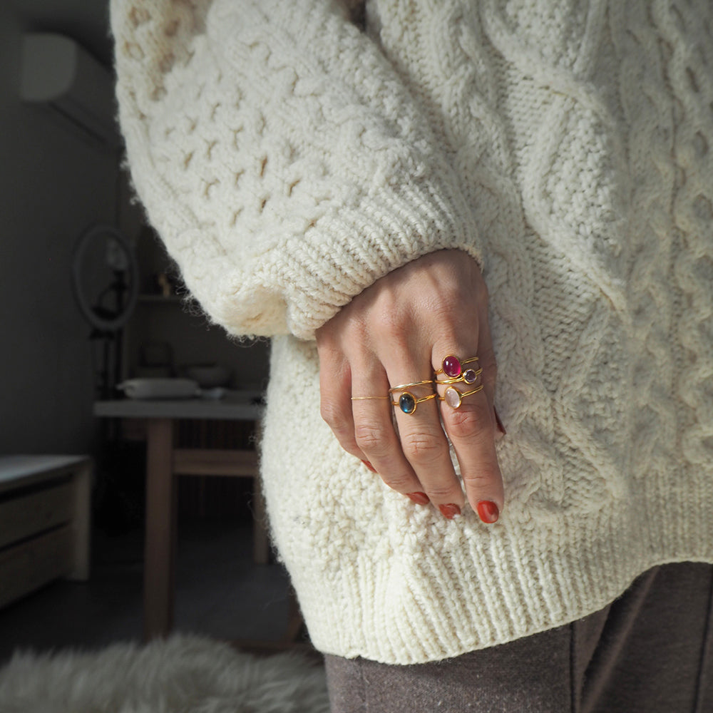 Natural Stone Ring  (PinkChalcedony)