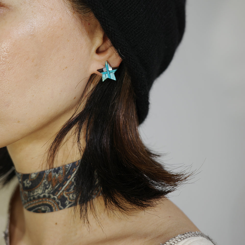 Zuni Inlay Star  Earring  by Joe &Angie