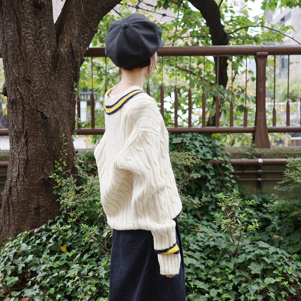 Vintage Tilden Sweater (White)