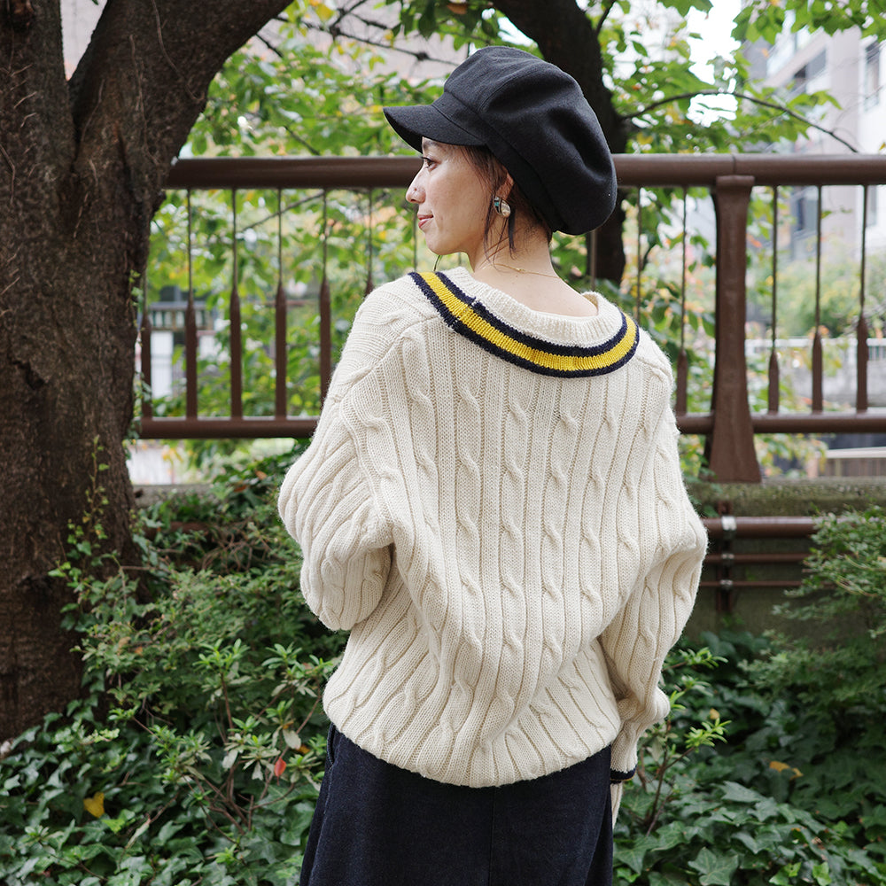 Vintage Tilden Sweater (White)