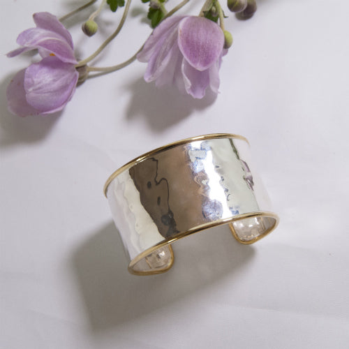 Wide Trim Silver Bangle