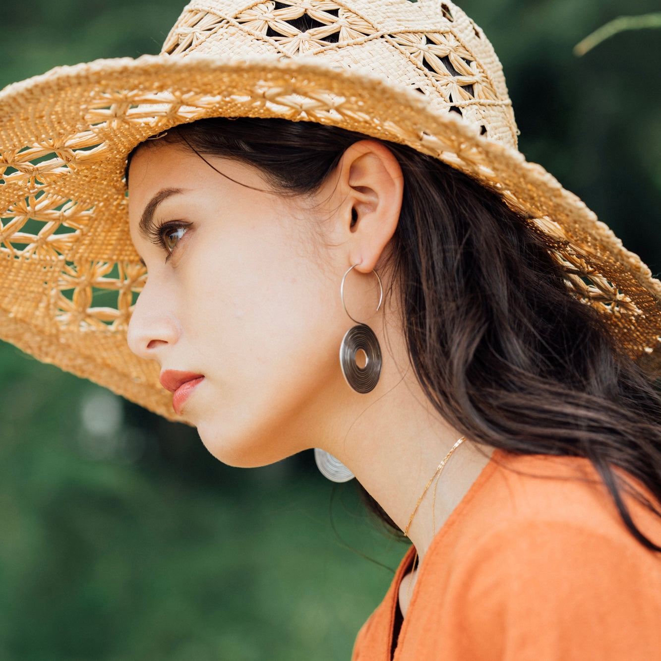 Swirl Silver Disk Earring