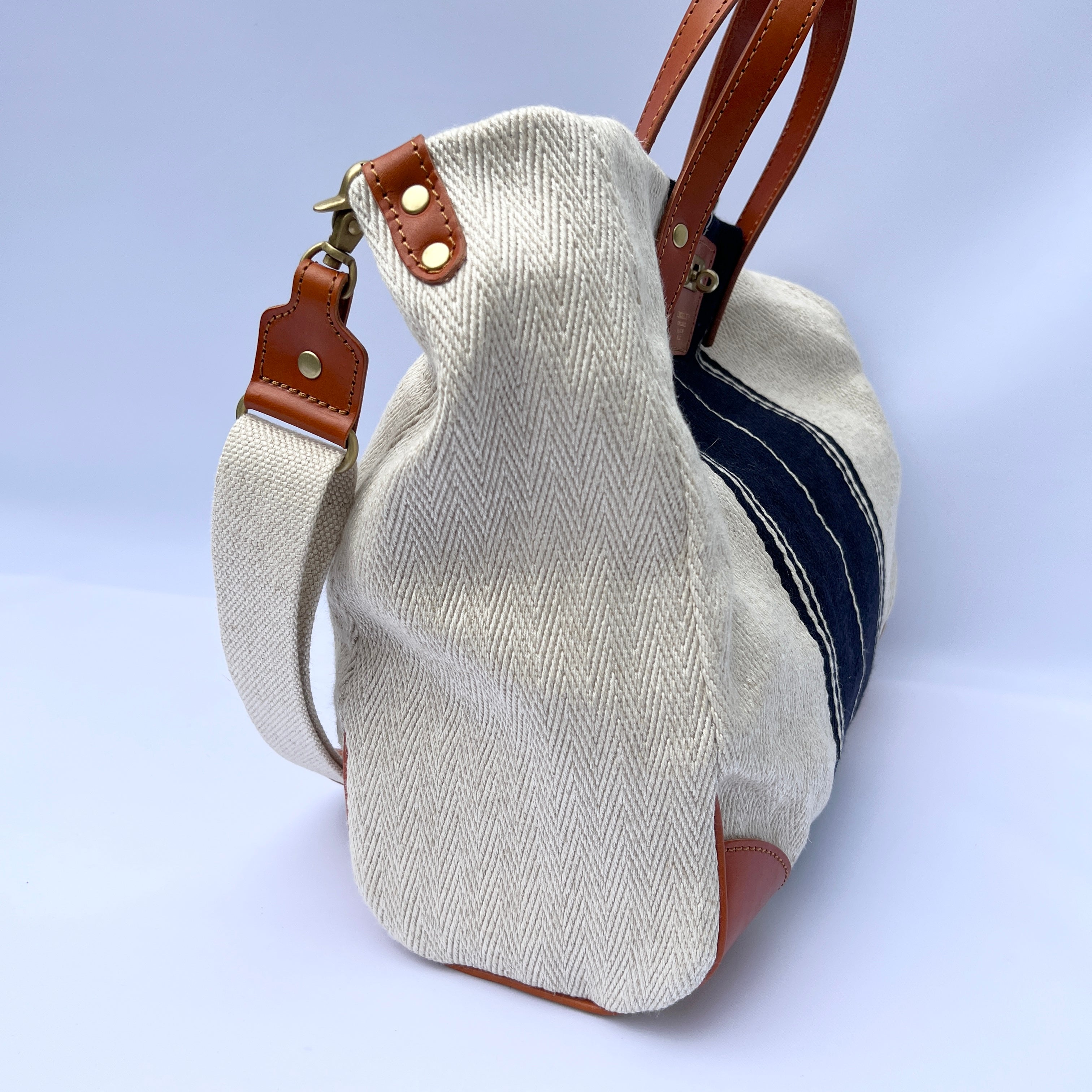 Herringbone Linen Tote Bag