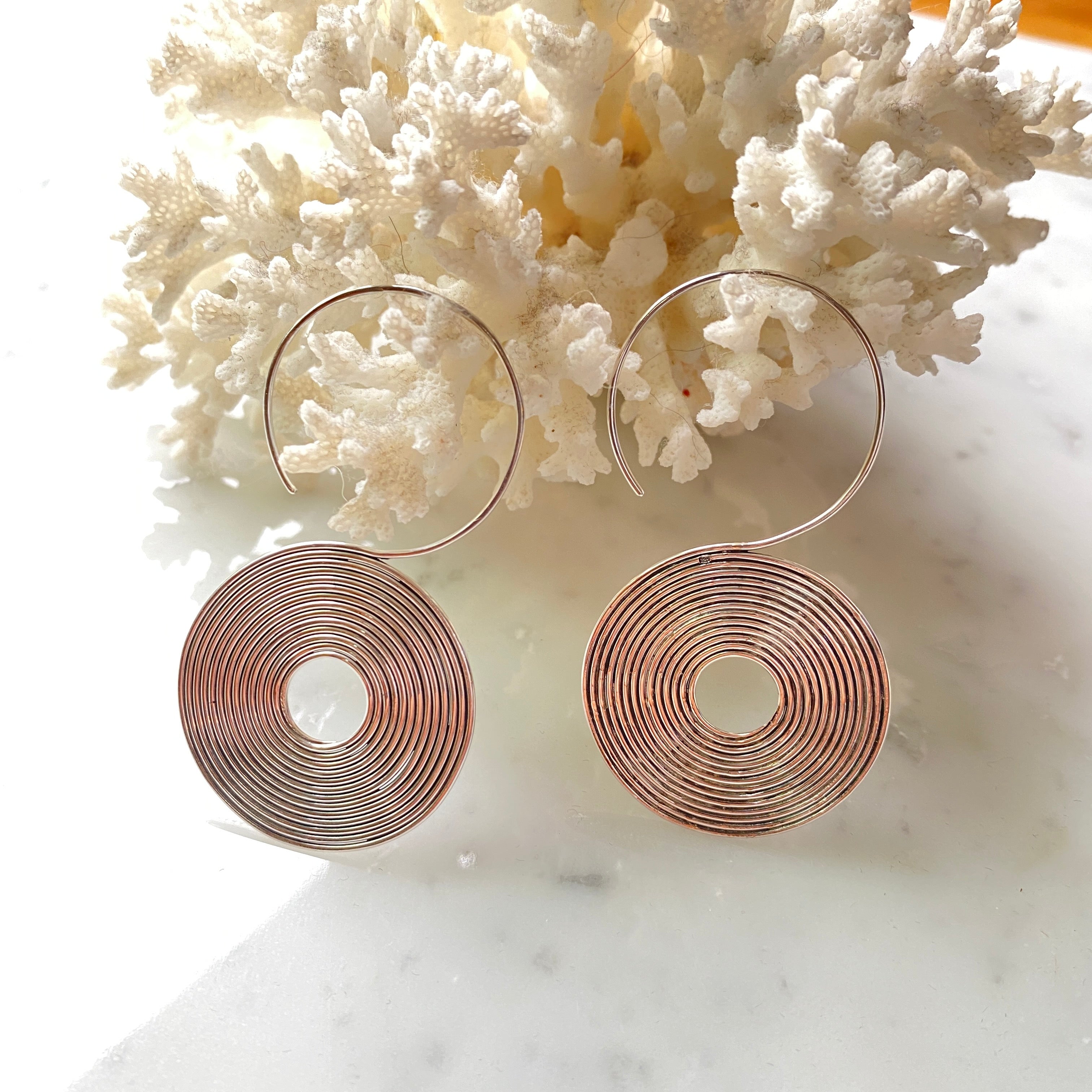 Swirl Silver Disk Earring