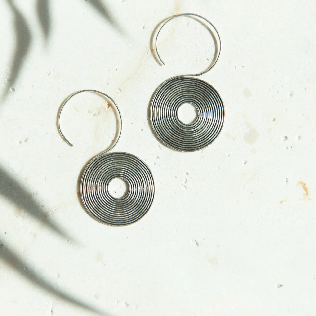 Swirl Silver Disk Earring