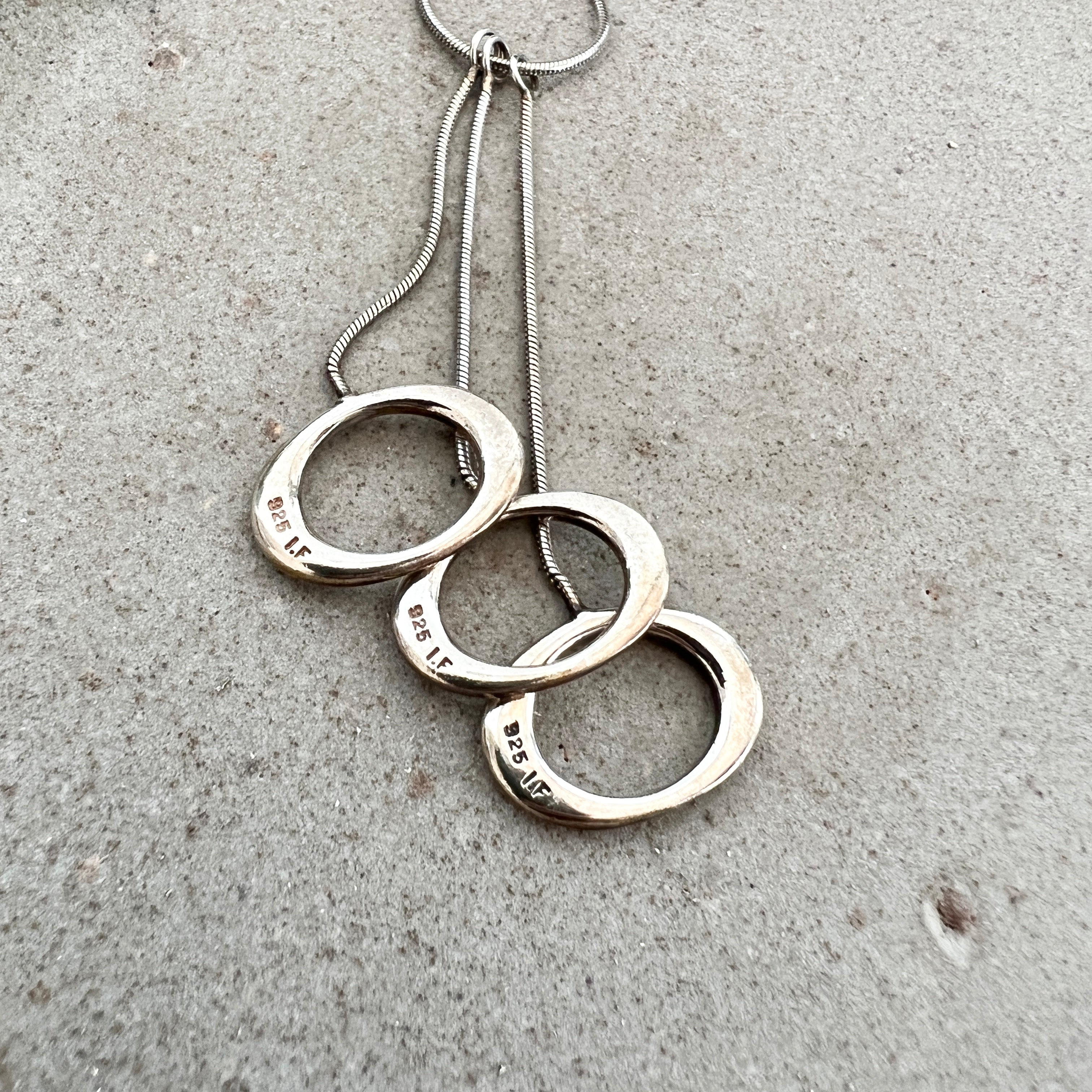 Vintage Silver 3Ring  Necklace