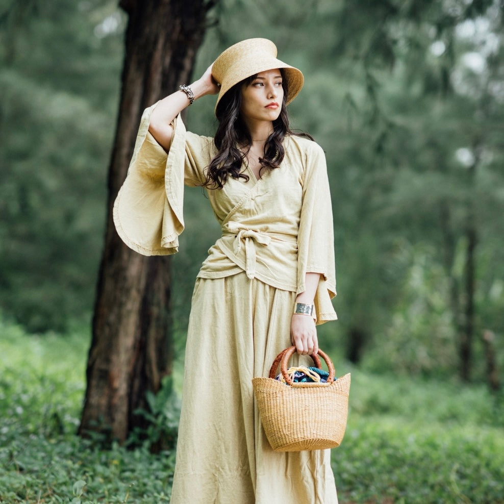 Vestido de configuración de algodón de cáñamo